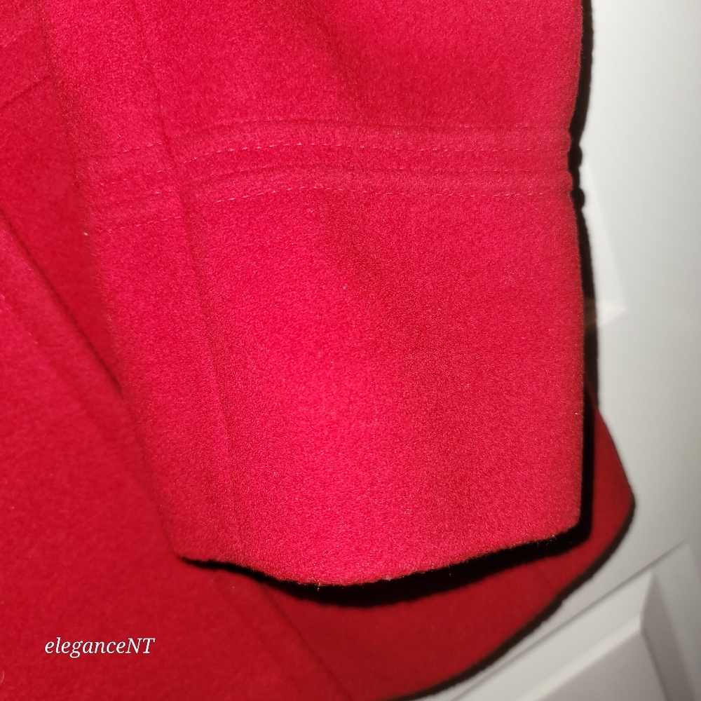 Preston & York Red Double Breasted Red Wool Coat Sz: 14 - Picture 10 of 15